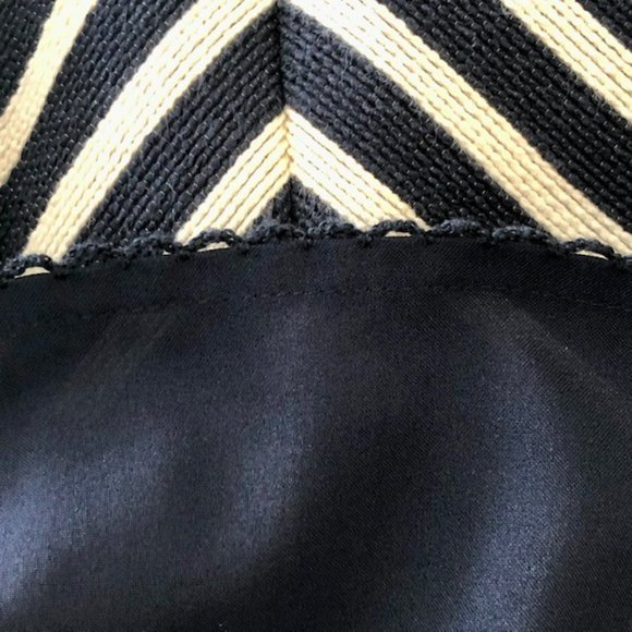 Maeve by Anthropologie Mitered Chevron Dress Lined - Navy/Ivory - 12 - Picture 9 of 12